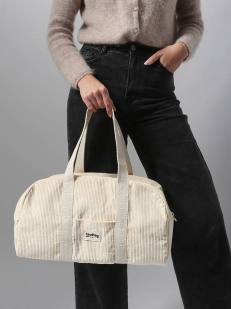 Schoudertas Velours Ribfluweel Hindbag Beige velours V ander zicht 1